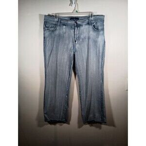 Avenue Womens Acid Wash Light Blue Wide Leg Pockets Jeans Plus Size 22